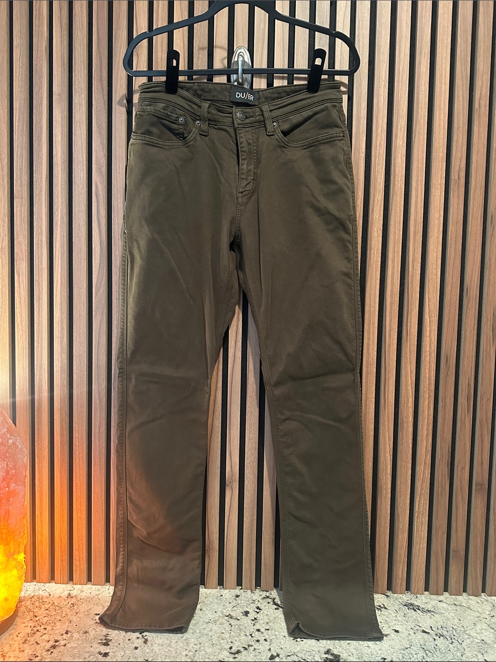 DU/ER Men's Straight Fit Jeans in Olive Green